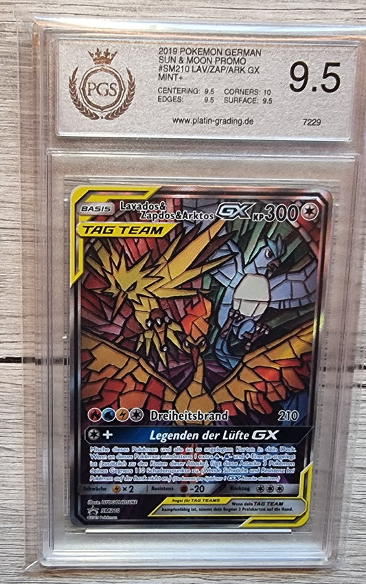 Pokemon Karte Lavados/Zapdos/Arktos GX PGS 9.5 Sun & Moon Deutsch