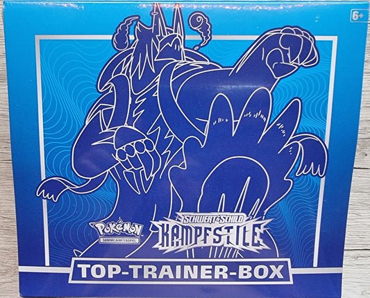 Pokemon Top Trainer Box TTB Schwert & Schild Kampfstile Deutsch Blau